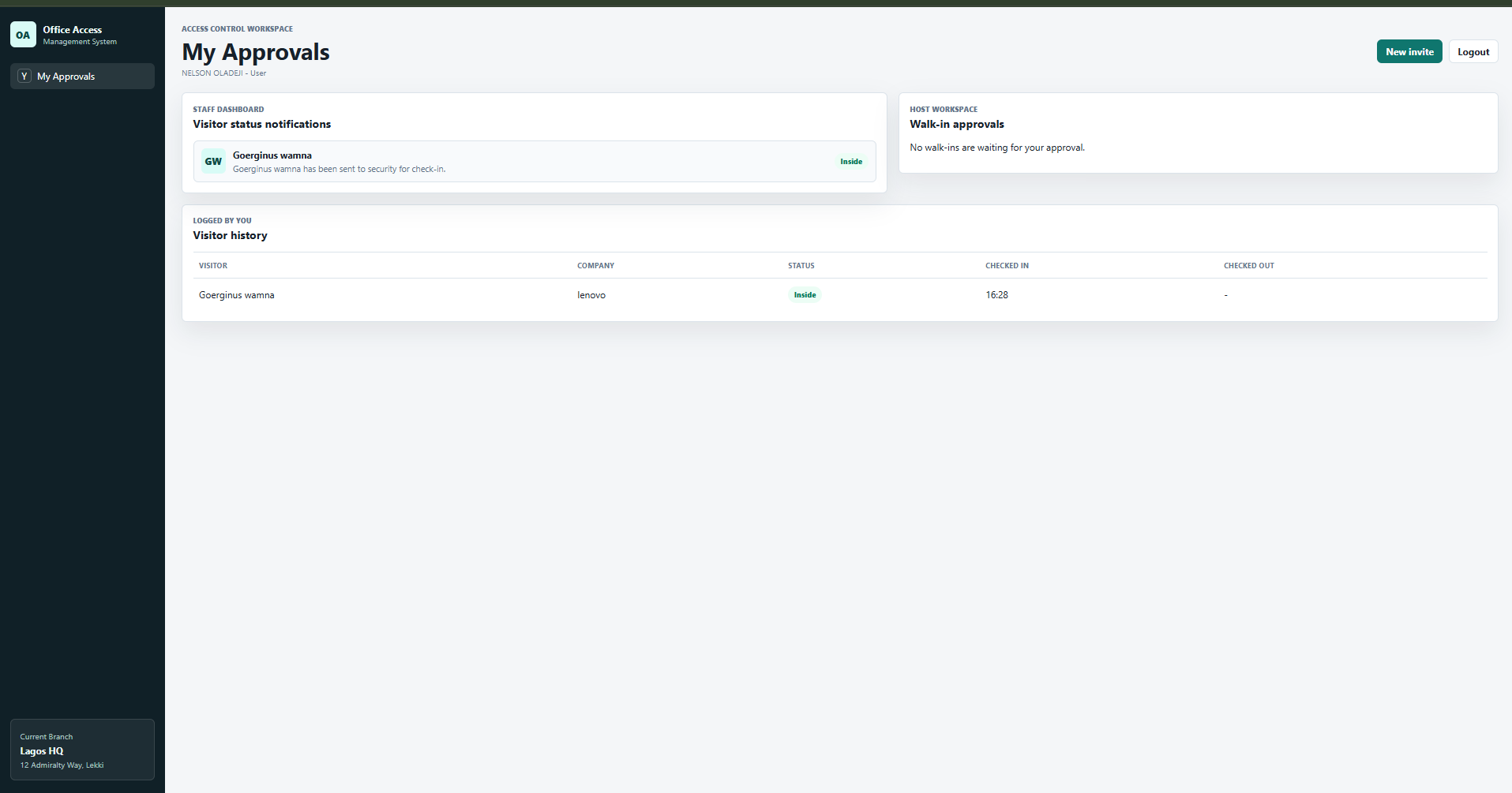 Host approvals — visitor status notifications